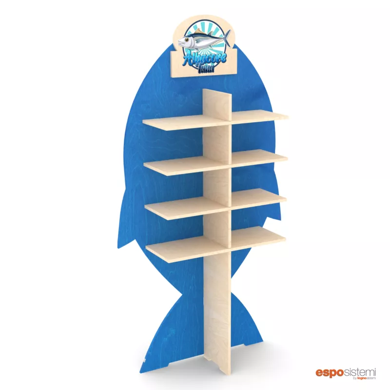 espositore a forma di pesce