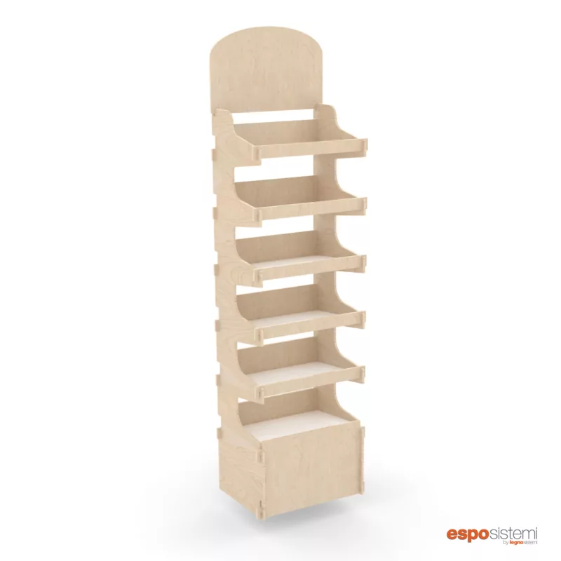 Espositore in legno a 6 ripiani