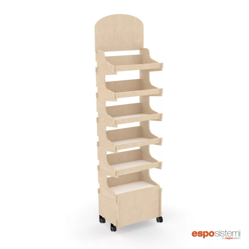 espositore con ruote a 6 ripiani