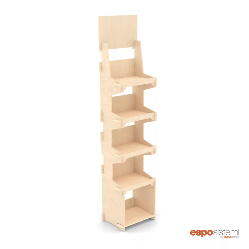 espositore in legno con magazzino