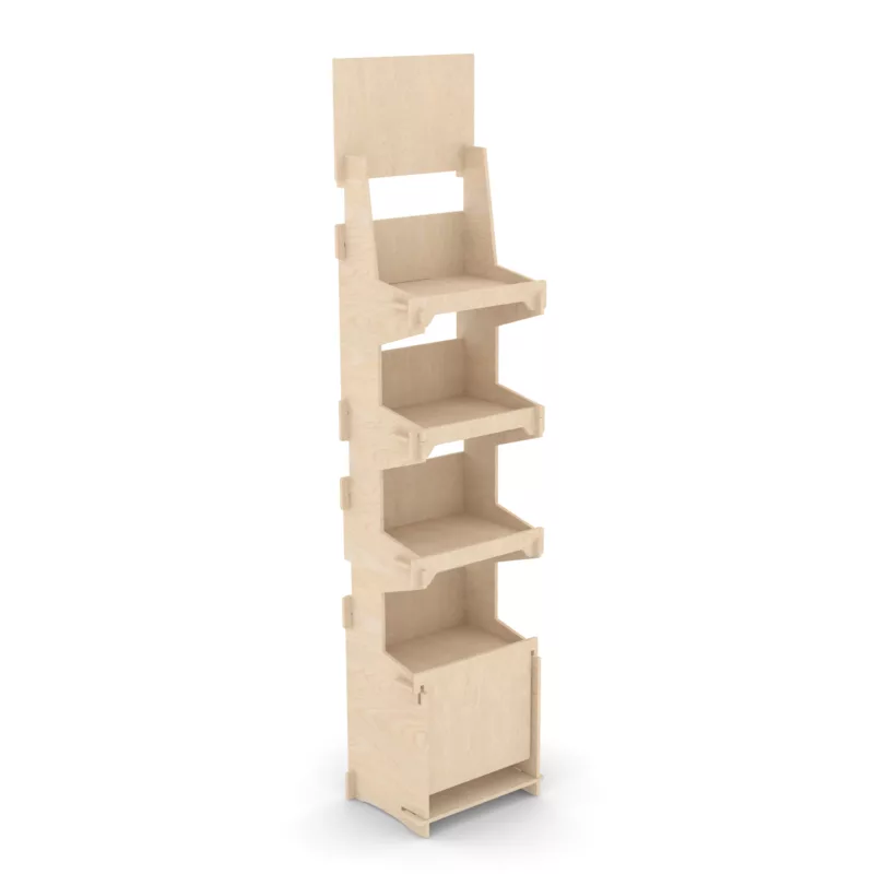 Espositore in legno con magazzino