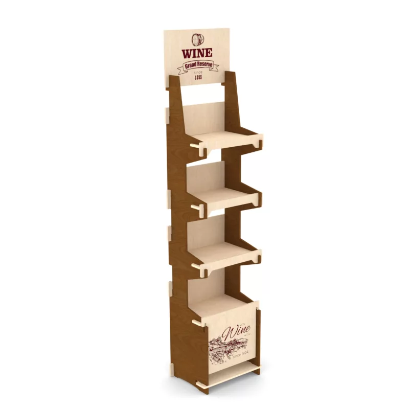 Espositore con magazzino in legno naturale