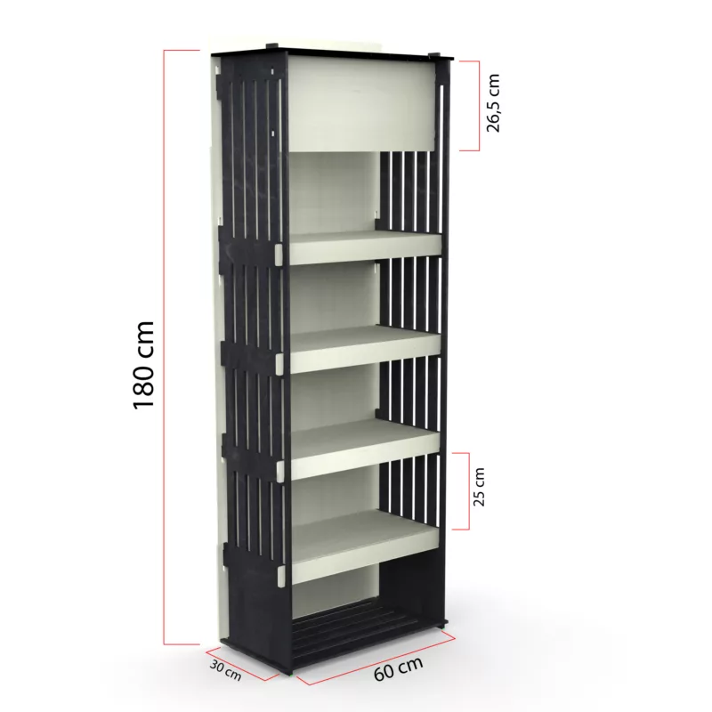 scaffale in legno tinto